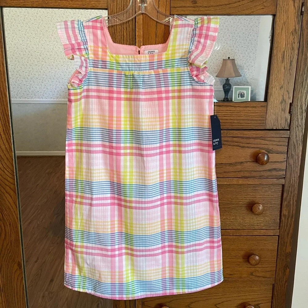 Girls Size 14 Plaid Pastel Dress